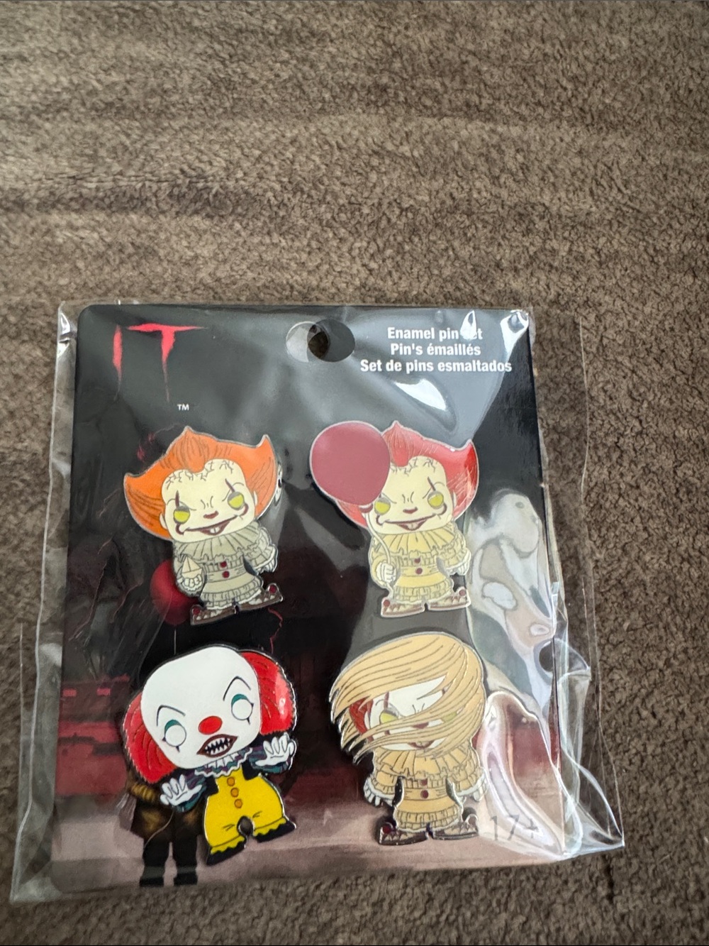 Kids Horror Character Enamel Pin Set - Orange, Yellow, Red, Cream